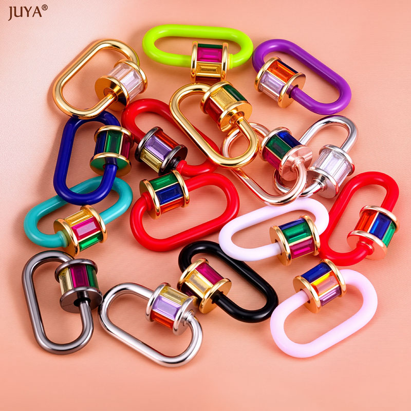 Jewelry Making Materials - Zapięcia typu karabińczyk z kryształkami emaliowanymi