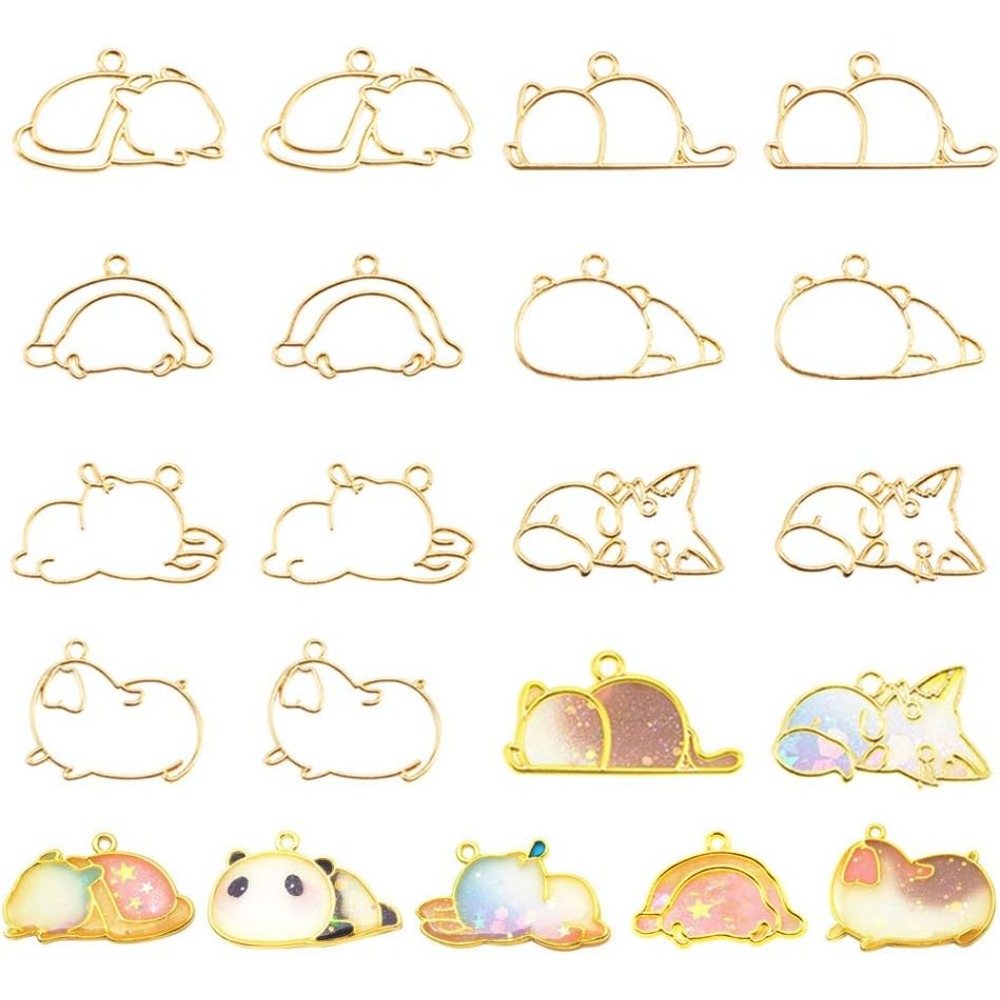 Jewelry Making With Resin - 14szt Hibernator Theme Open Bezel Charms
