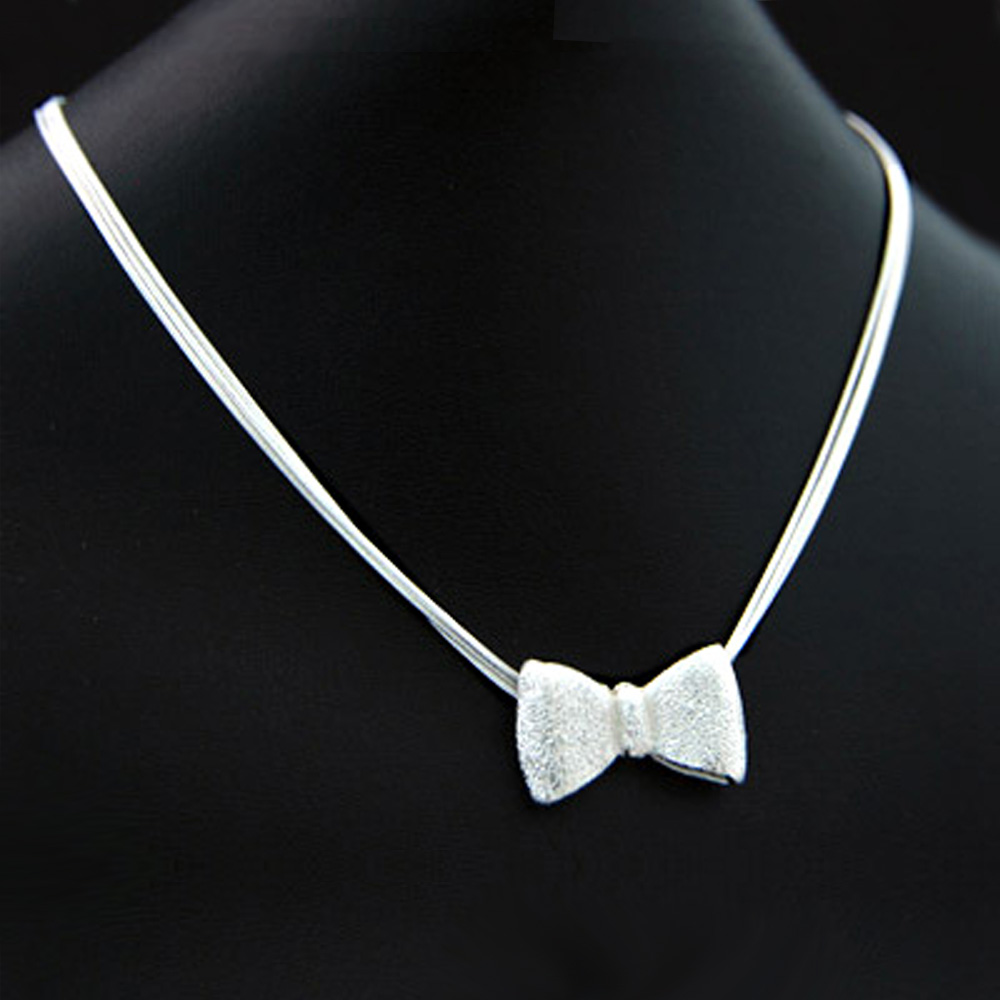 Jewelry Making Singapore - Słodki naszyjnik z kokardką ze srebra