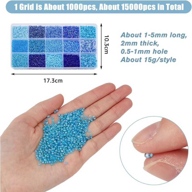 15000 sztuk 15 stylów Niebiesk – Seed Bead Tube recenzja i cena